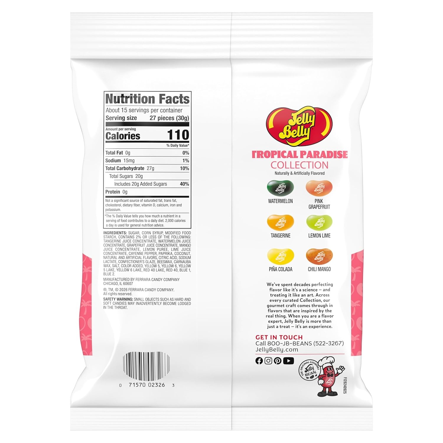 Jelly Belly Tropical Paradise Assorted Jelly Beans – 1 Pound (16 Ounces) Resealable Bag – Genuine, Official, Straight from the Source