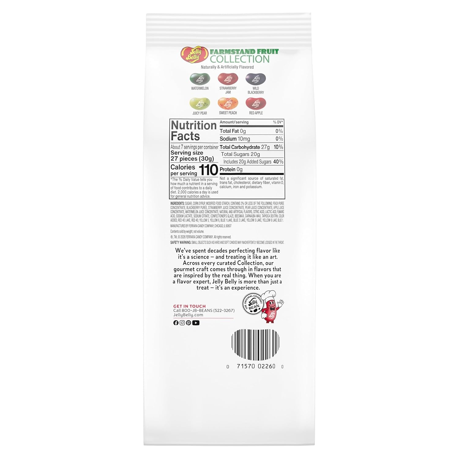 Jelly Belly Farmstand Fruit Jelly Bean Collection – 7.5 oz Gift Bag – Genuine, Official, Straight from the Source