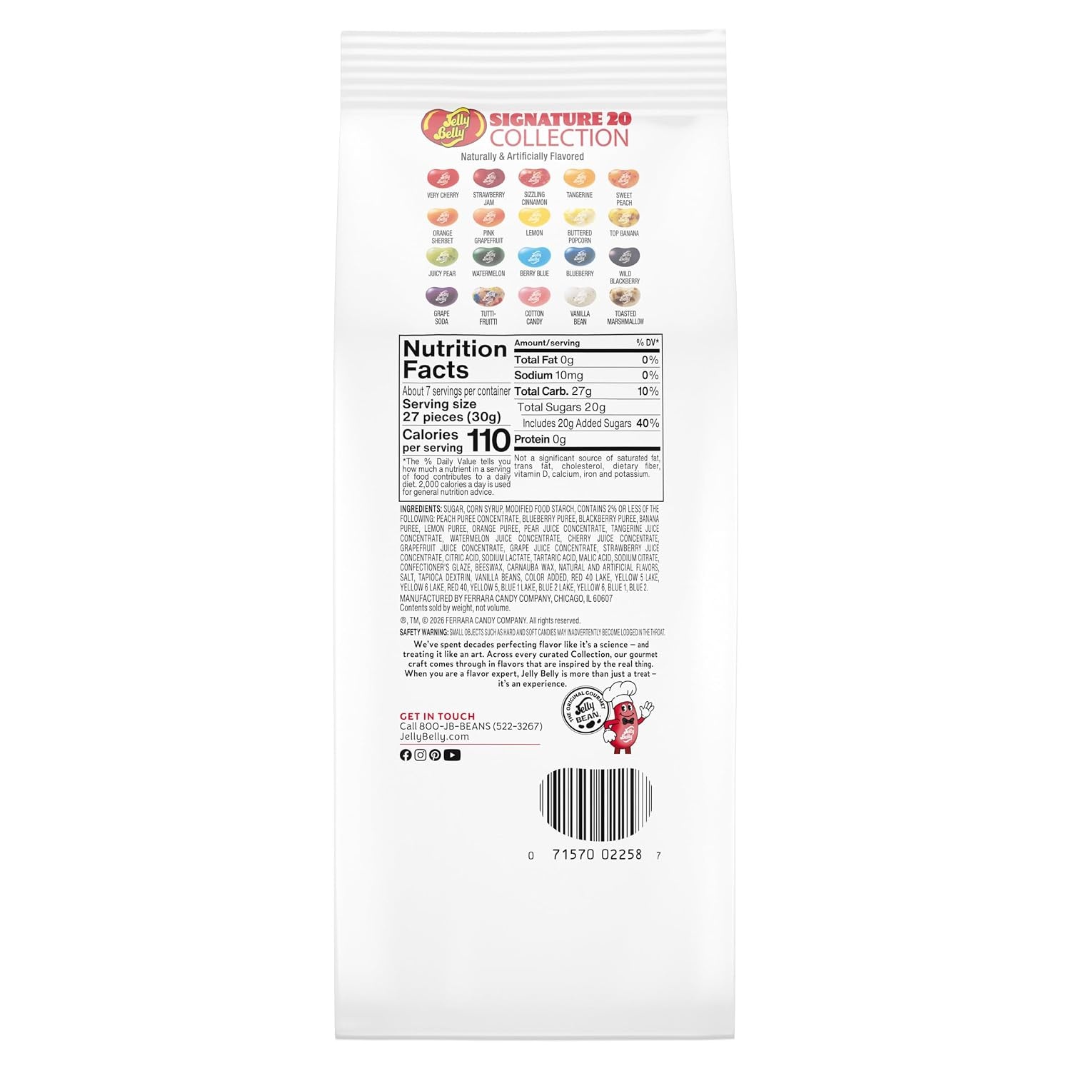 Jelly Belly Signature 20 Jelly Bean Collection – 7.5 oz Gift Bag – Genuine, Official, Straight from the Source