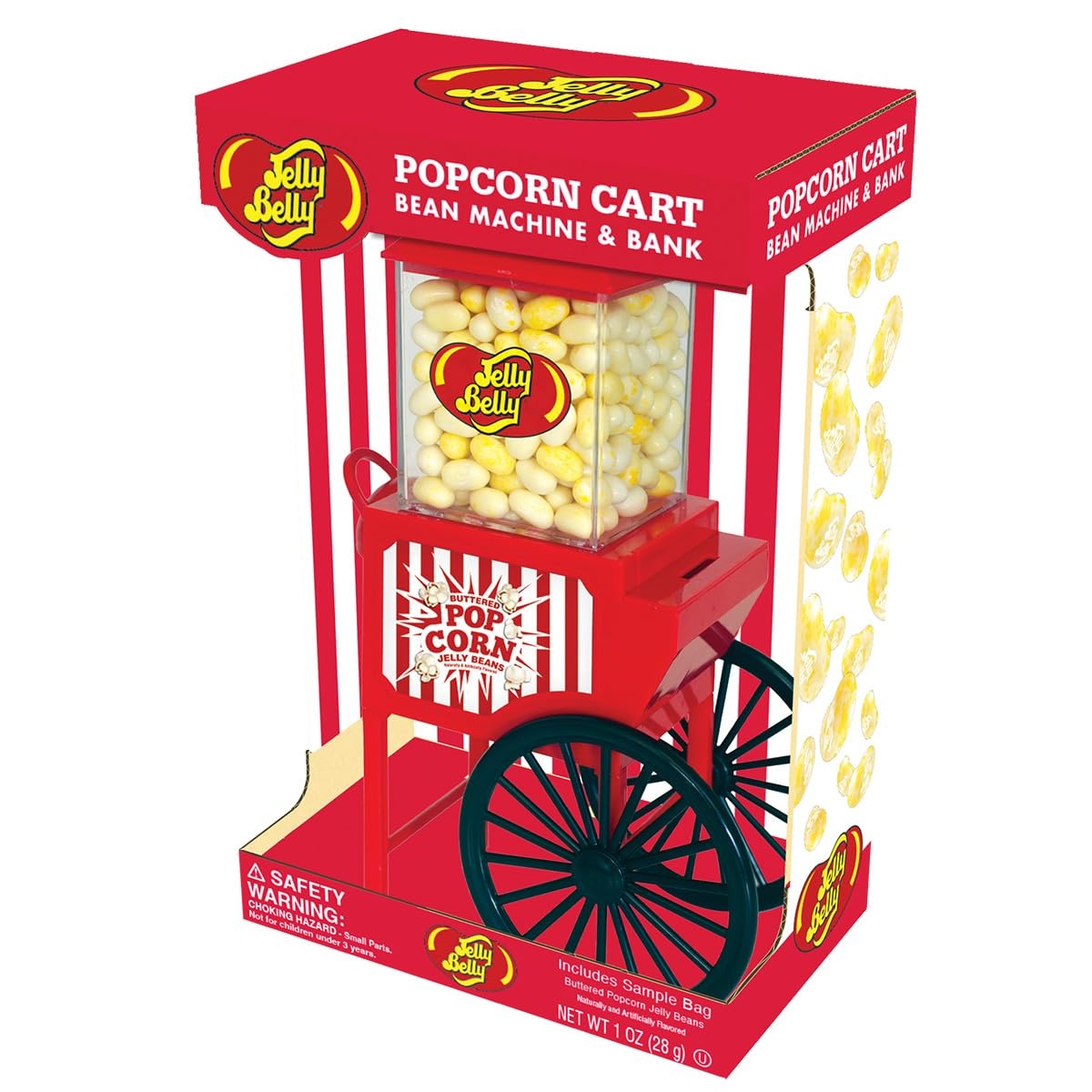 Jelly Belly Buttered Popcorn Cart Bean Machine & Bank with 1 oz of Jelly Beans
