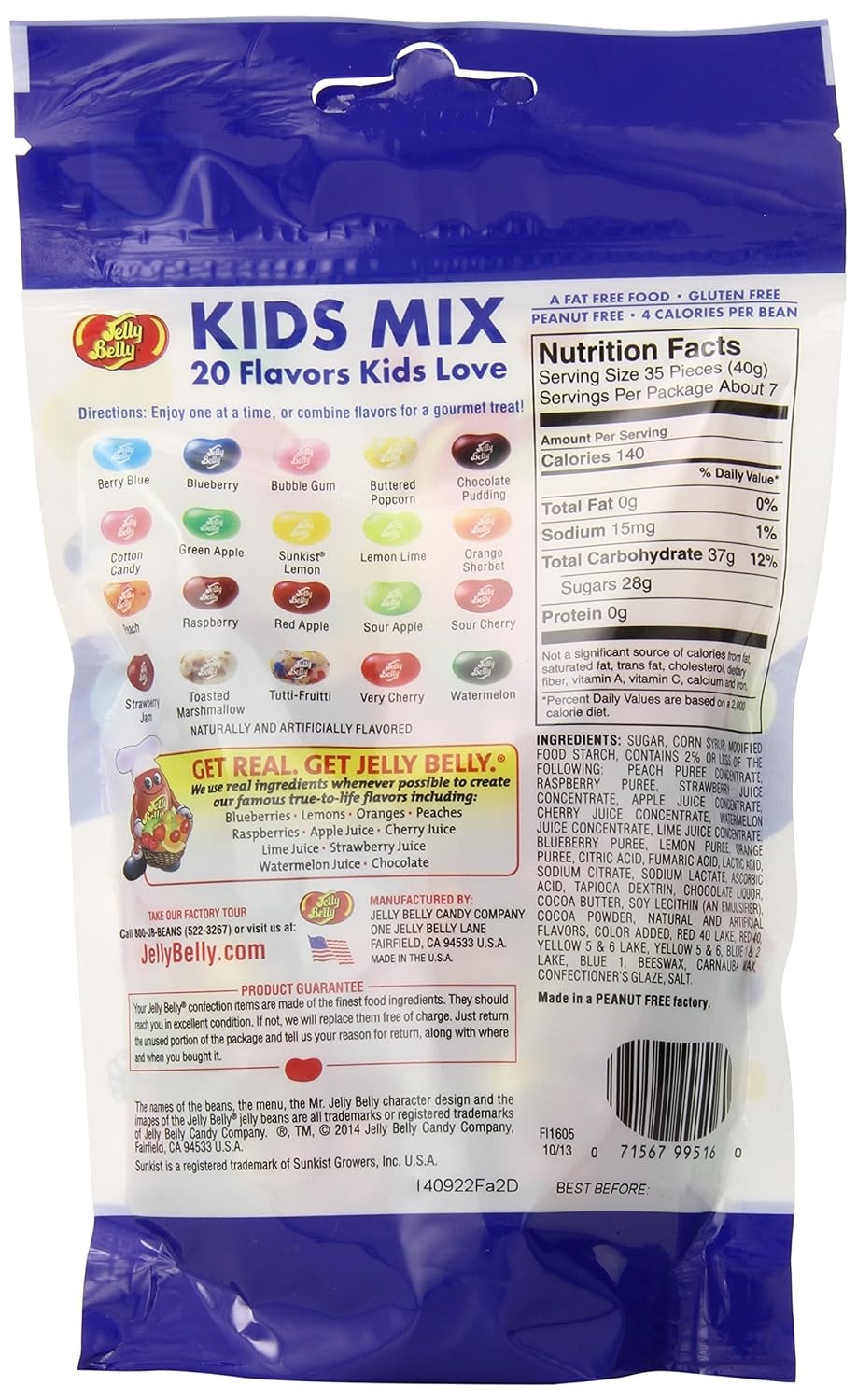 Jelly Belly Kids Mix Jelly Beans, Resealable 9.8 oz Pouch Bag – 20 Assorted Flavors that Kids Love – Kosher, Peanut Free Candy(9.8-Ounce)