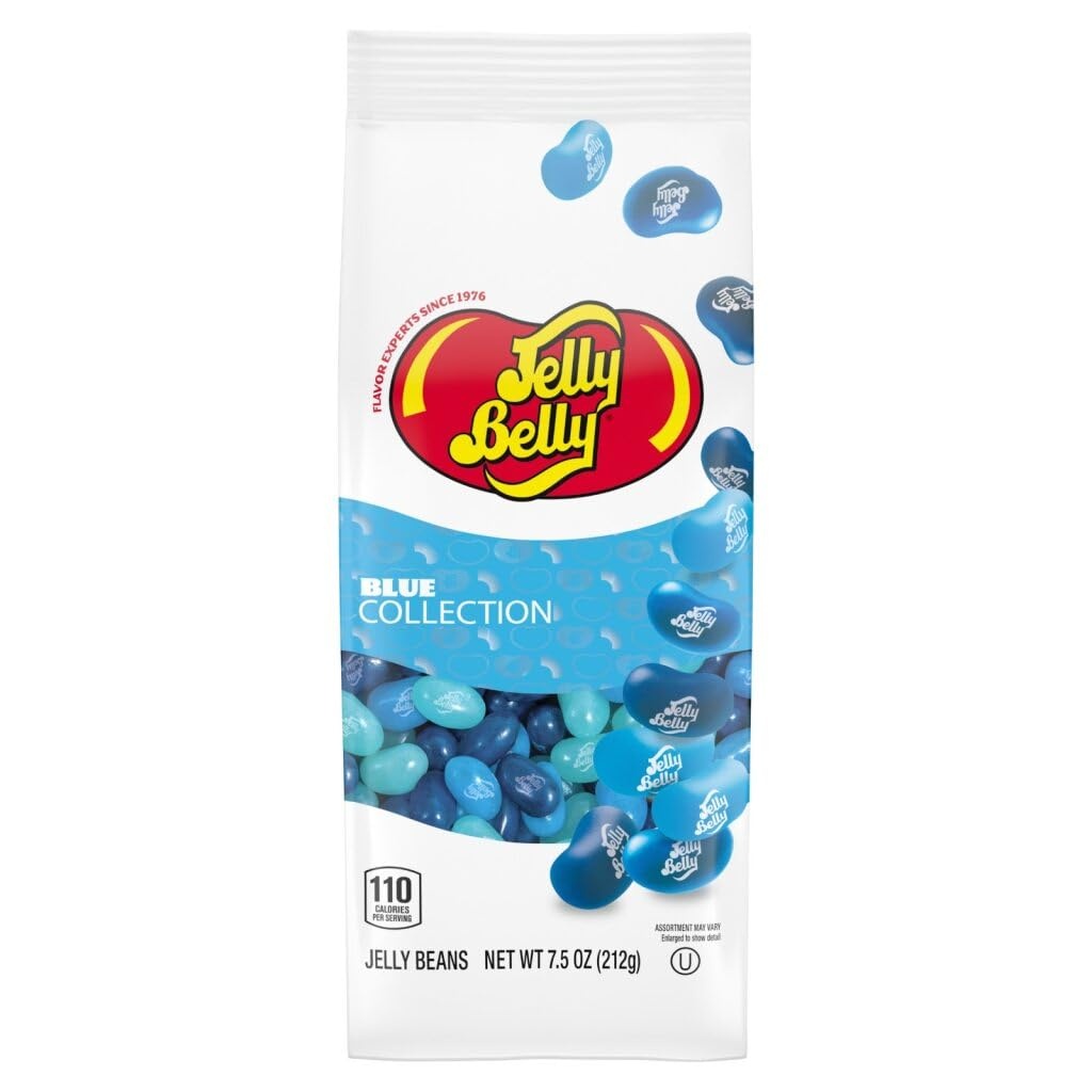 Jelly Belly Blue & White Color Collection Jelly Beans – 7.5 oz Gift Bag 2-Pack Bundle – Wedding, Baby Shower & Party Candy